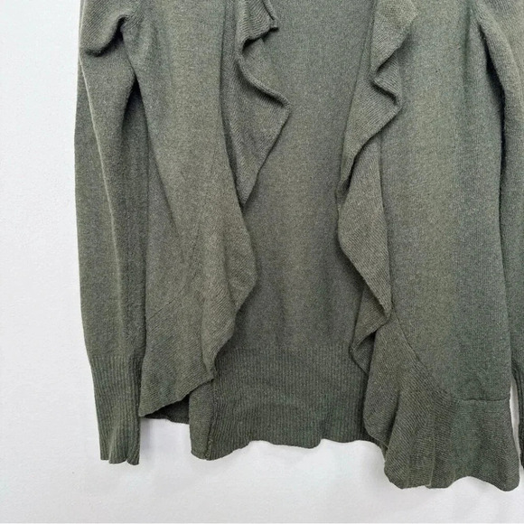 Banana Republic Womens Small Wool Cashmere Ruffle Dark Olive Cardigan - Picture 9 of 14